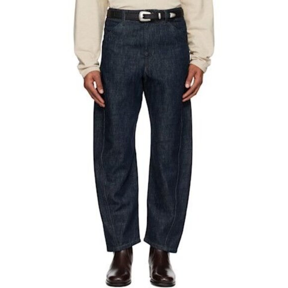 IF Men's Indigo Blue Balloon Fit Wide Leg Workwear Denim Jeans Size 28, NWT - Picture 1 of 9